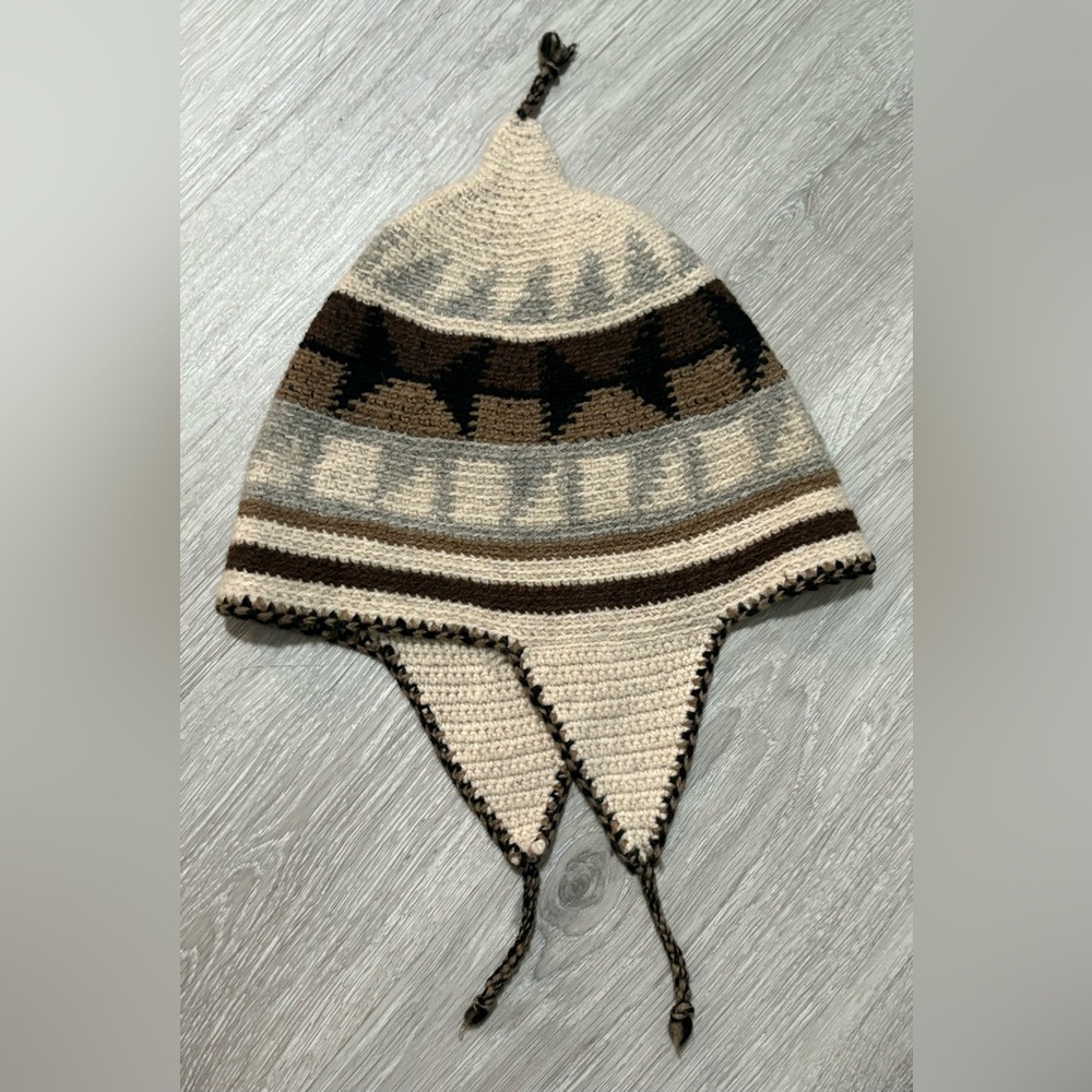 Vintage Banana Republic Hand Knit Wool Trapper Beanie Hat